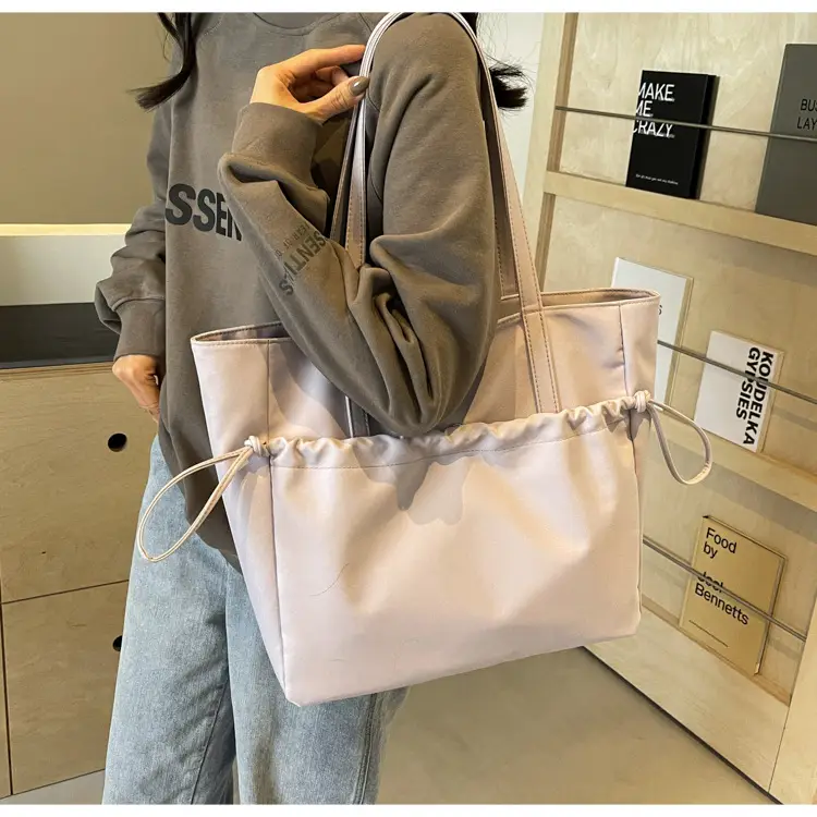 New Beige Drawstring Tote Bag for Women — feature 40