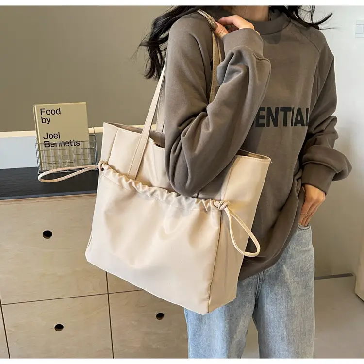 New Beige Drawstring Tote Bag for Women — feature 43