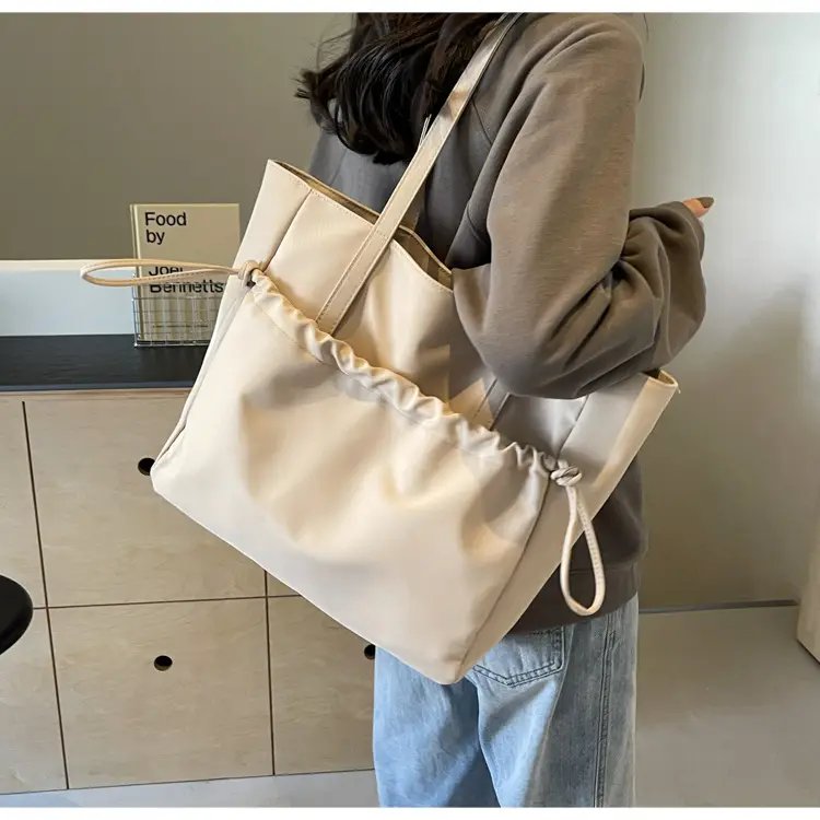 New Beige Drawstring Tote Bag for Women — feature 44