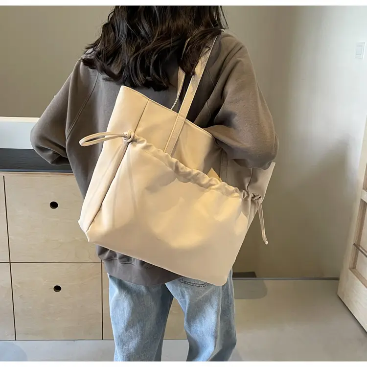 New Beige Drawstring Tote Bag for Women — feature 45