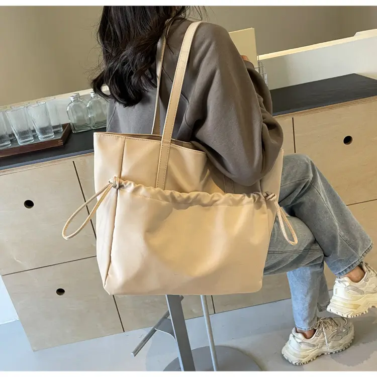 New Beige Drawstring Tote Bag for Women — feature 46