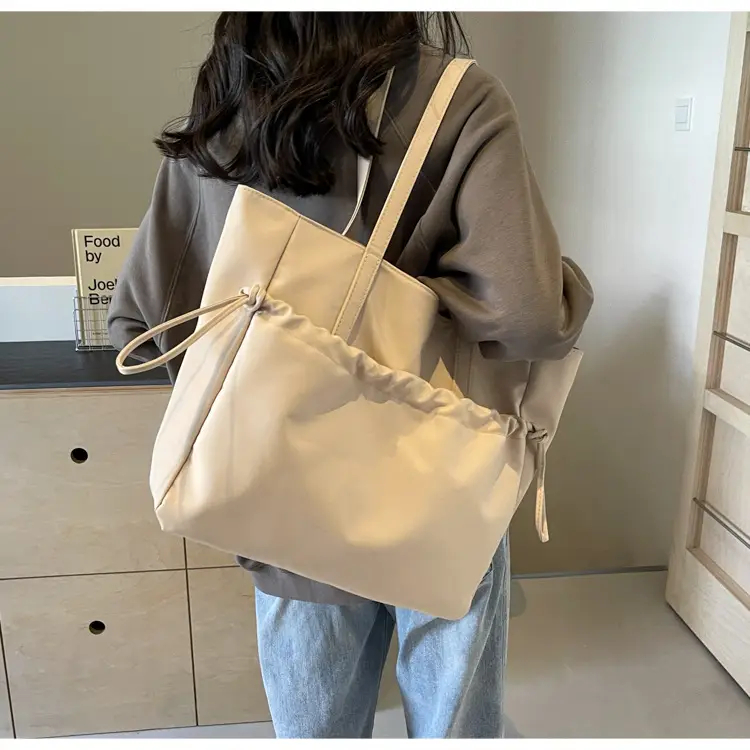 New Beige Drawstring Tote Bag for Women — feature 47