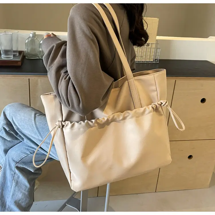 New Beige Drawstring Tote Bag for Women — feature 48