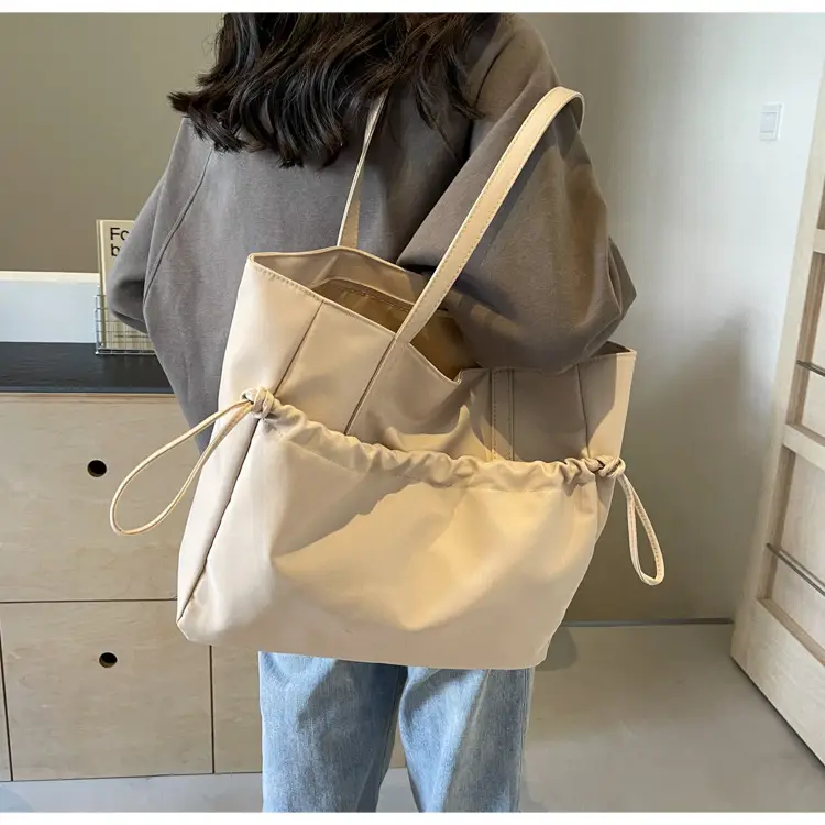 New Beige Drawstring Tote Bag for Women — feature 49