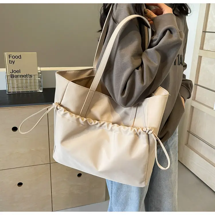 New Beige Drawstring Tote Bag for Women — feature 50