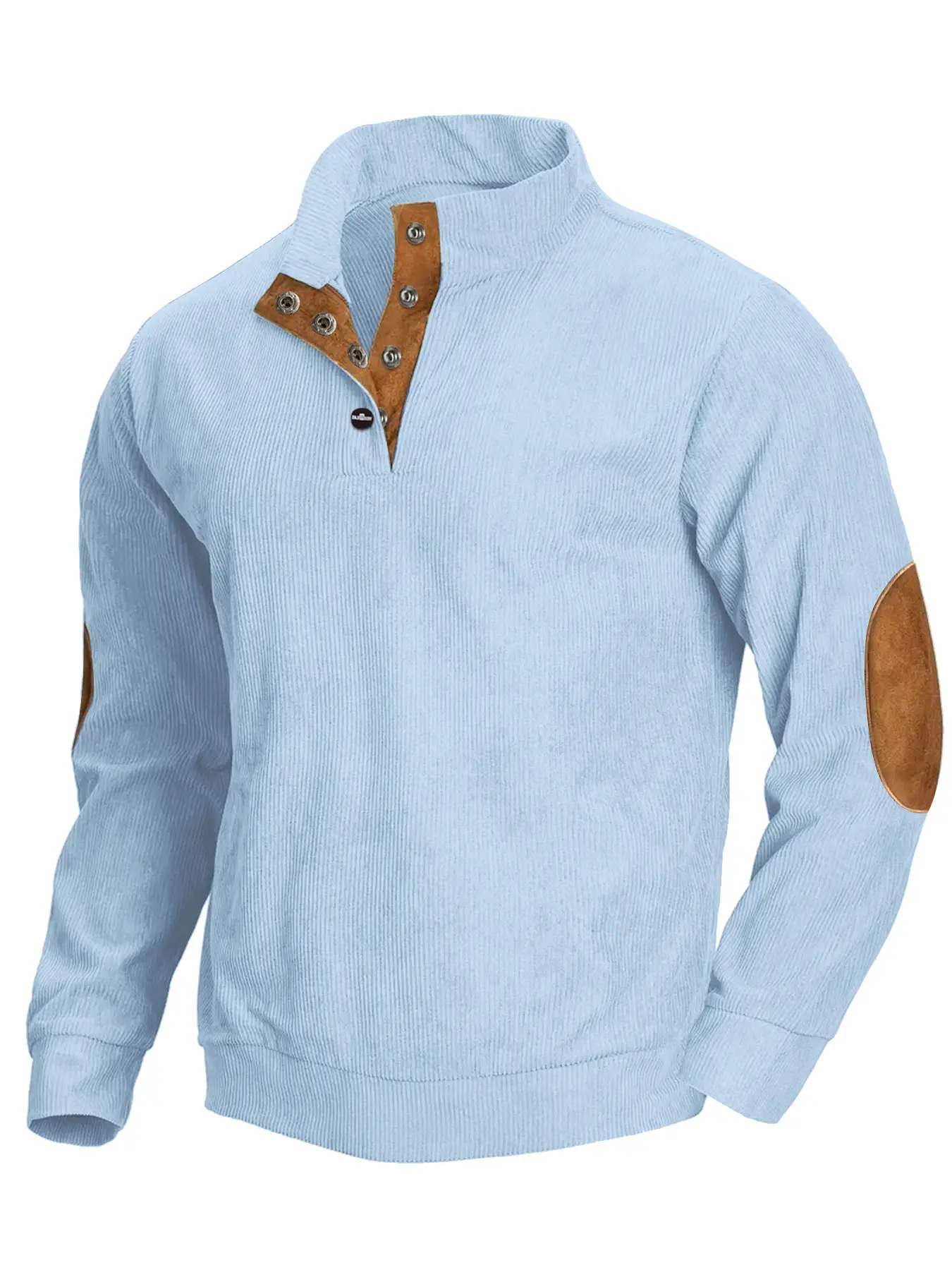 Men's Grey Pit Corduroy Sweatshirt with Button Collar - Image 8