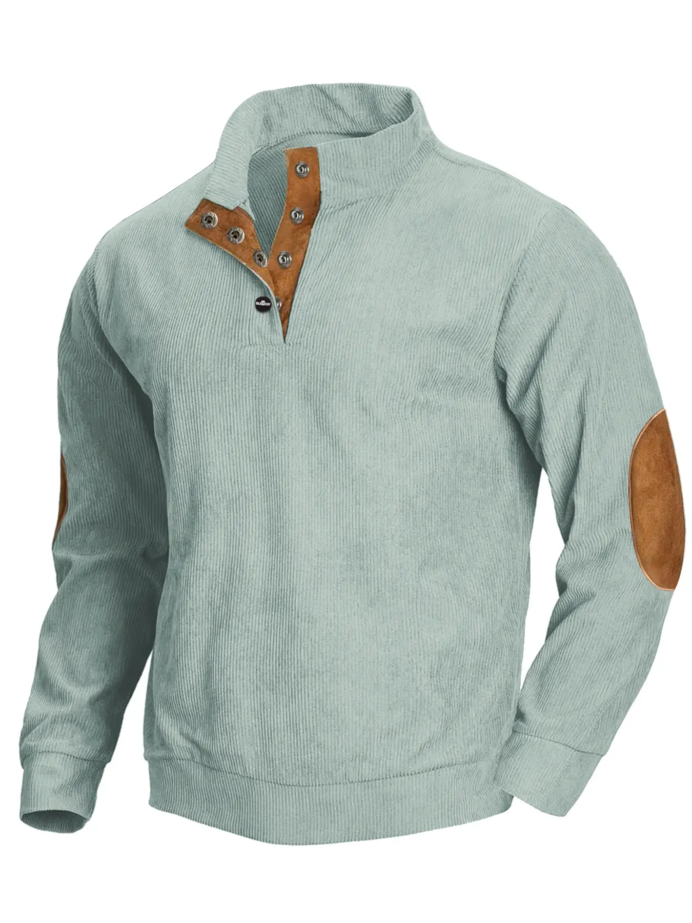 Men's Grey Pit Corduroy Sweatshirt with Button Collar - Image 10