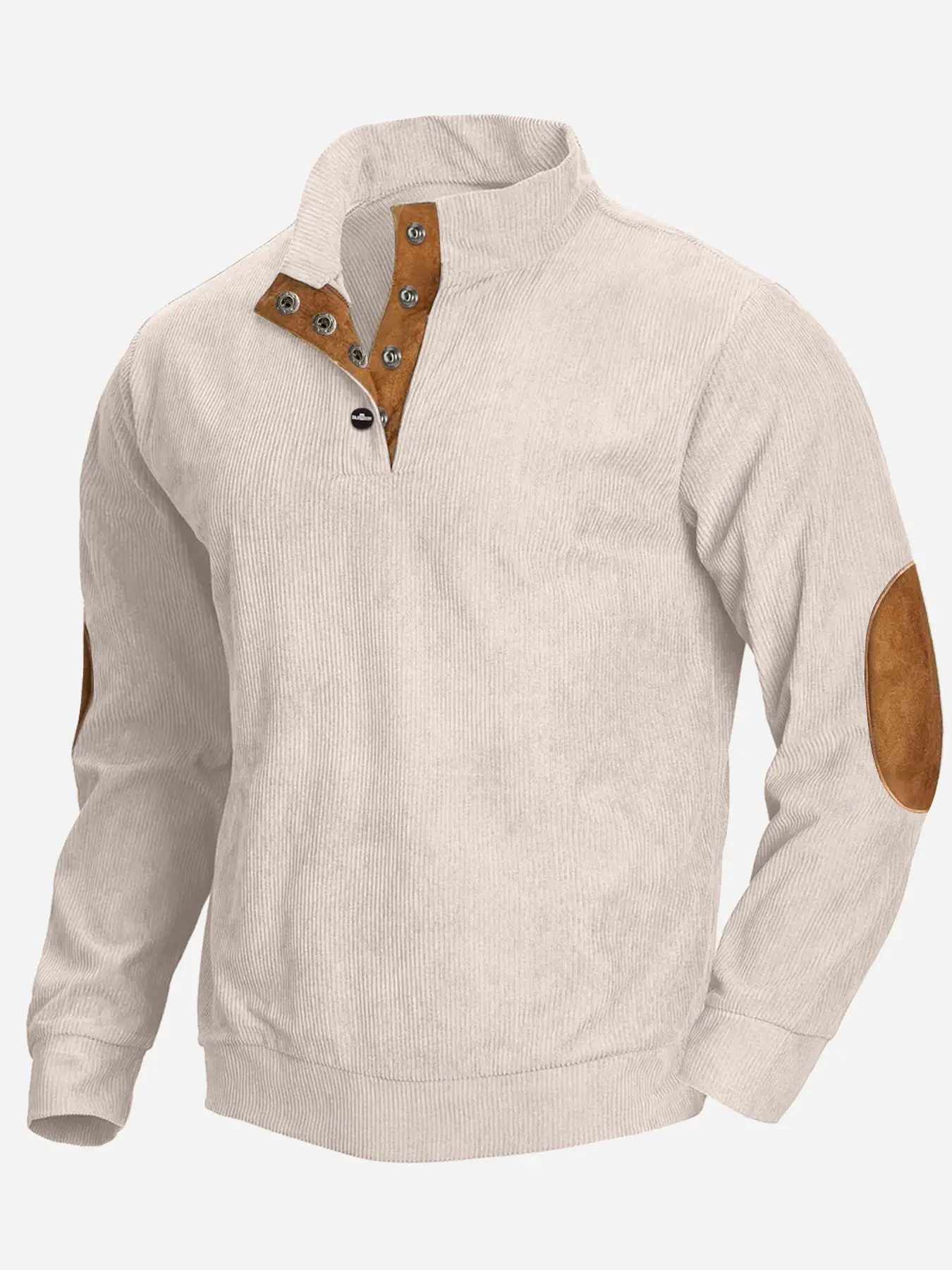 Men's Grey Pit Corduroy Sweatshirt with Button Collar — feature 4