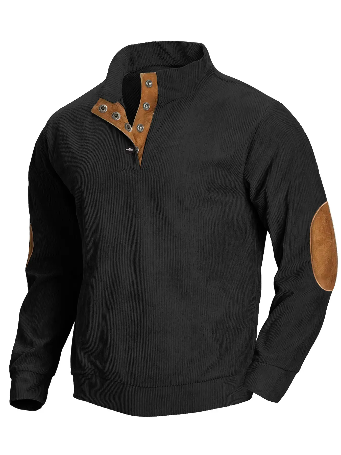 Men's Grey Pit Corduroy Sweatshirt with Button Collar — feature 7