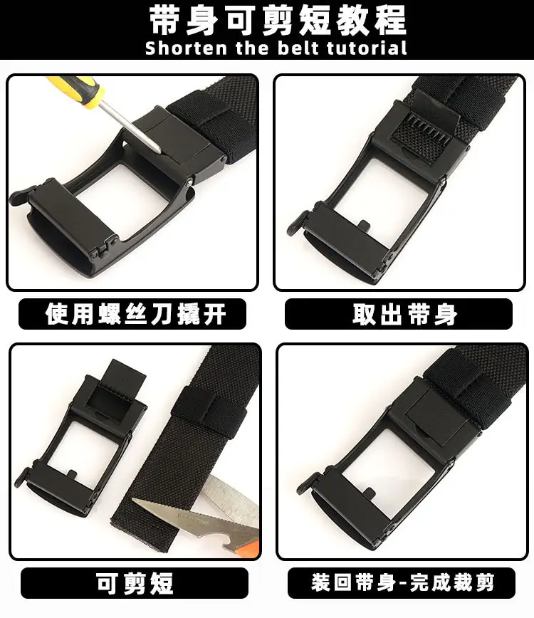 Men's Tactical Automatic Buckle Belt Green Nylon — feature 17