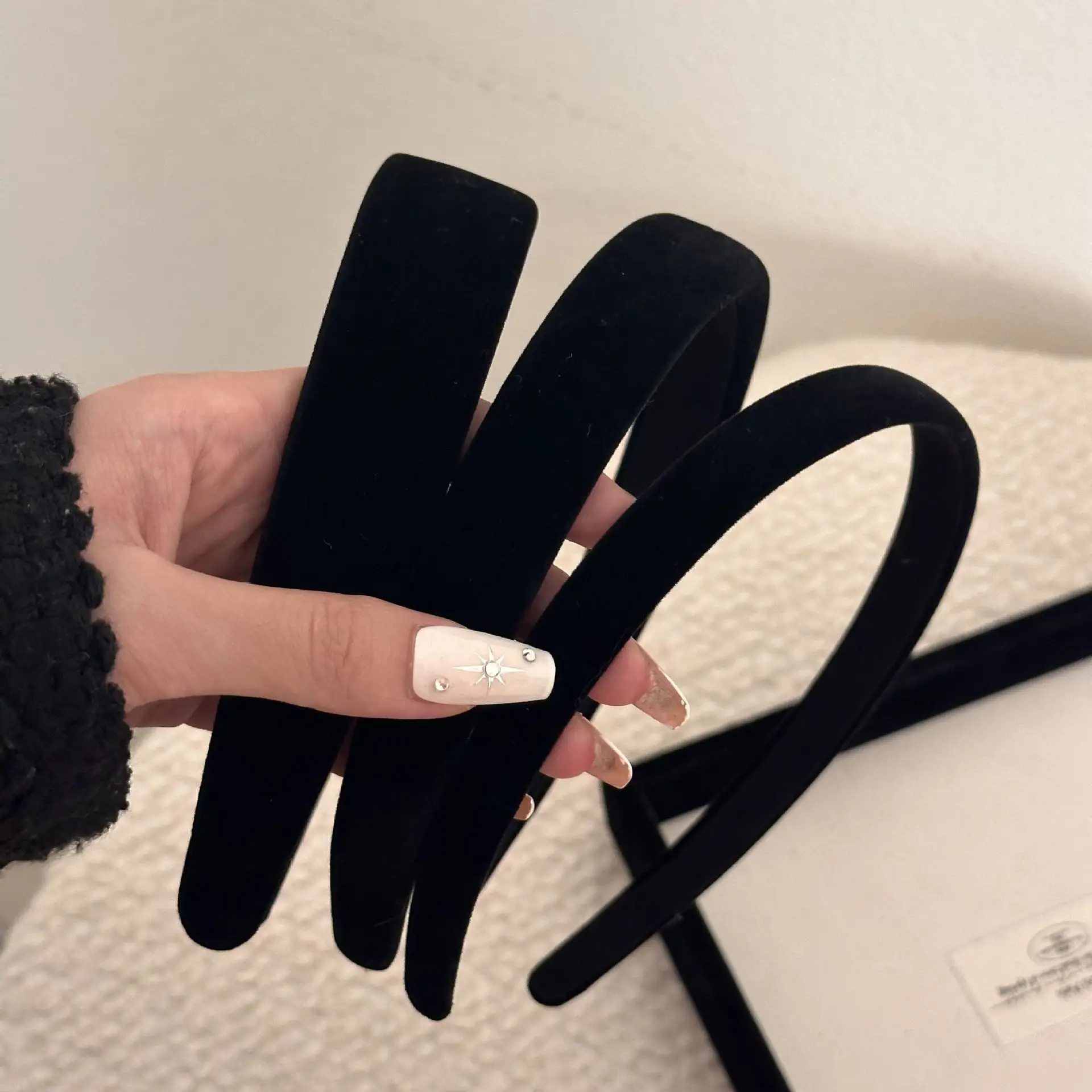 Black Velvet Hair Band with Retro Design