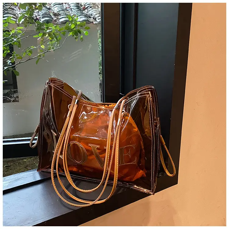 Transparent Jelly Shoulder Bag with LOVE Texture — feature 15