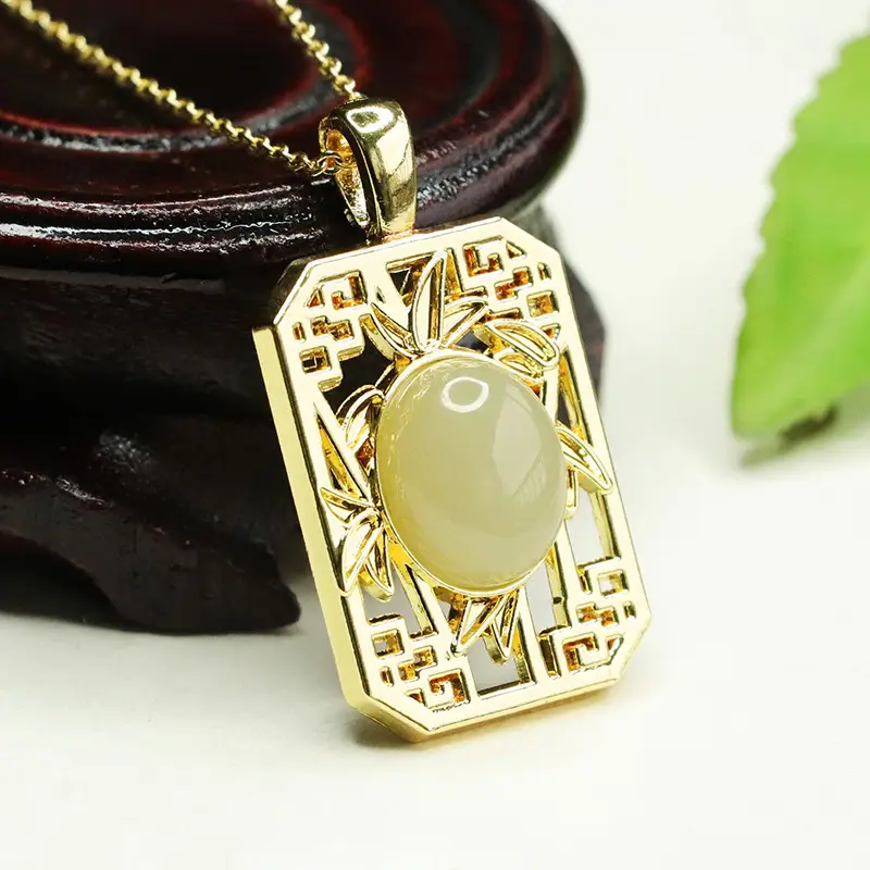Aiyu Natural Hetian Jade Plain Pendant Clear Water Jade Necklace - Image 4