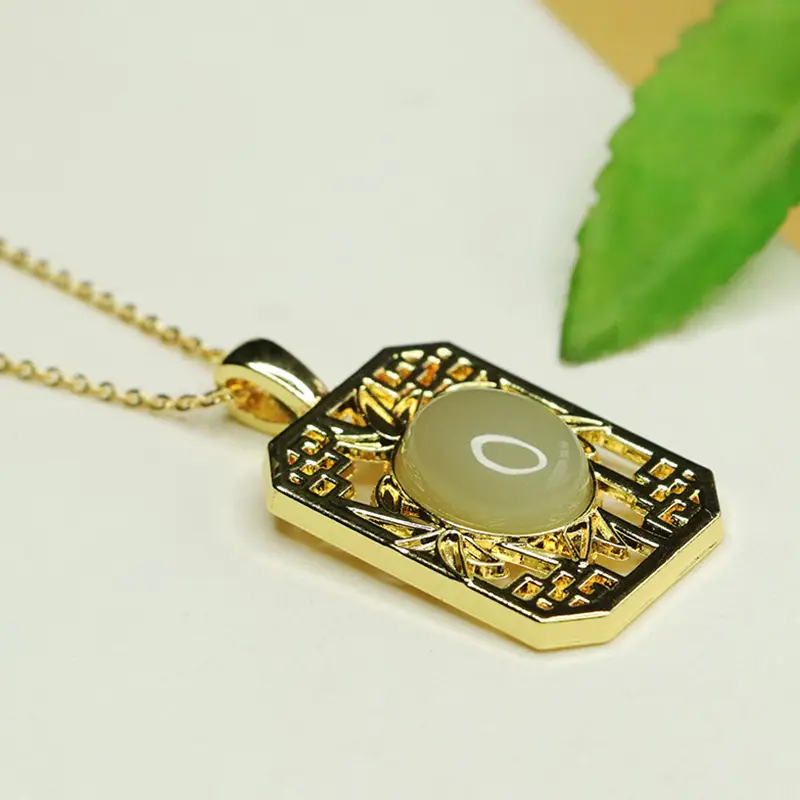 Aiyu Natural Hetian Jade Plain Pendant Clear Water Jade Necklace - Image 5