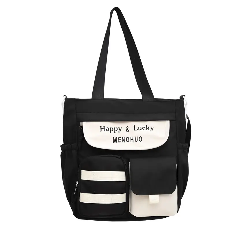 Women's White Oxford Cloth Tote Bag Large Capacity Autumn Winter Crossbody - Image 5