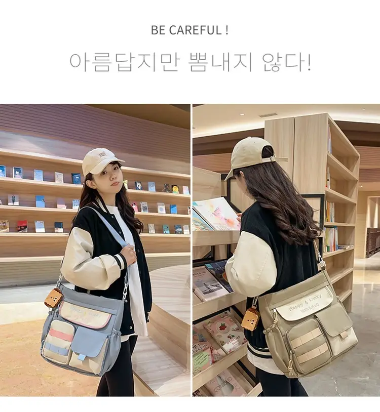 Women's White Oxford Cloth Tote Bag Large Capacity Autumn Winter Crossbody — feature 12