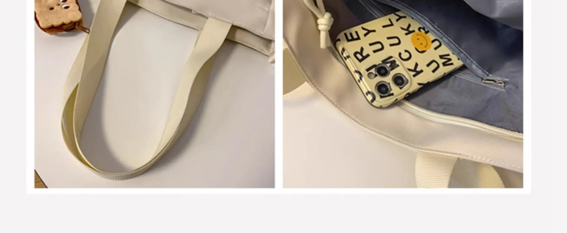 Women's White Oxford Cloth Tote Bag Large Capacity Autumn Winter Crossbody — feature 19