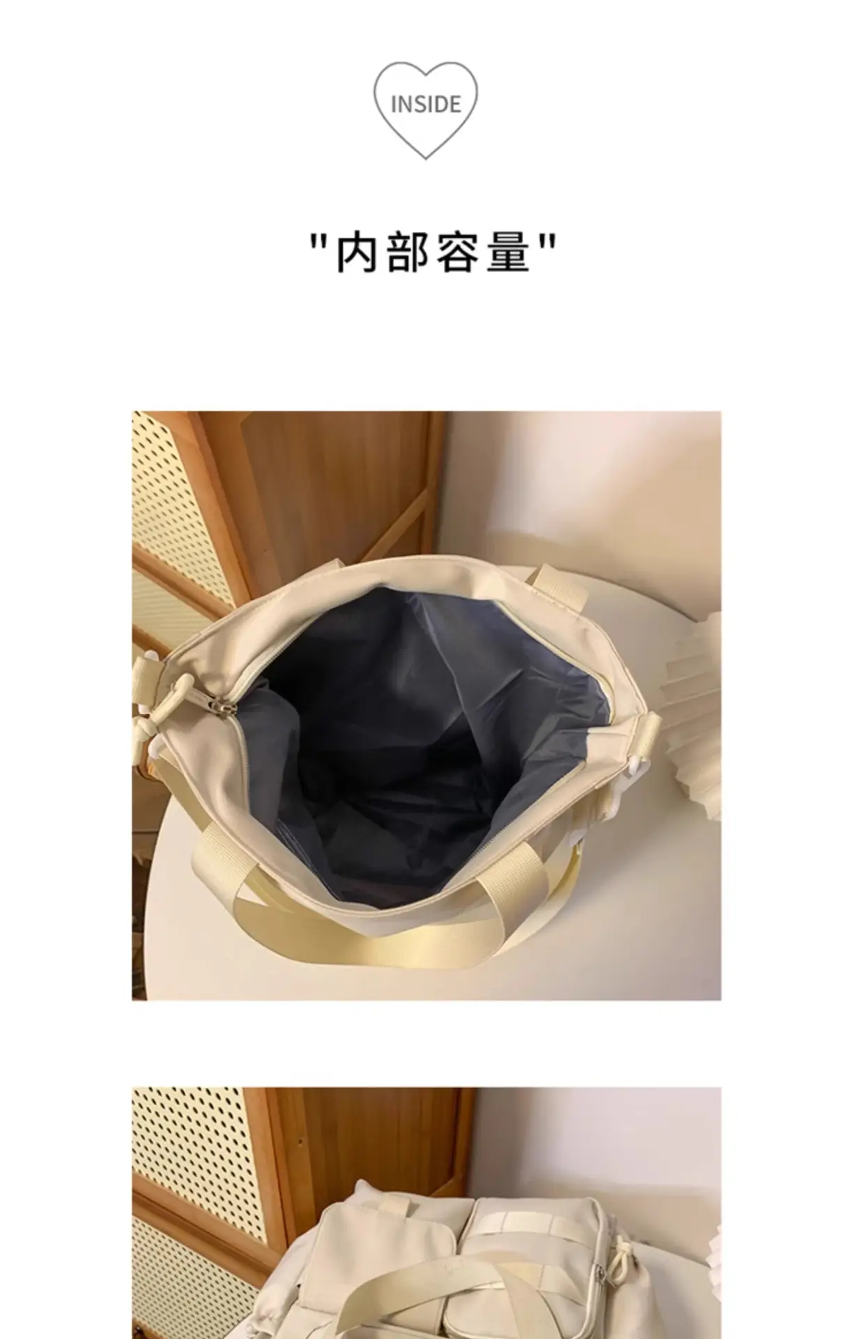 Women's White Oxford Cloth Tote Bag Large Capacity Autumn Winter Crossbody — feature 20