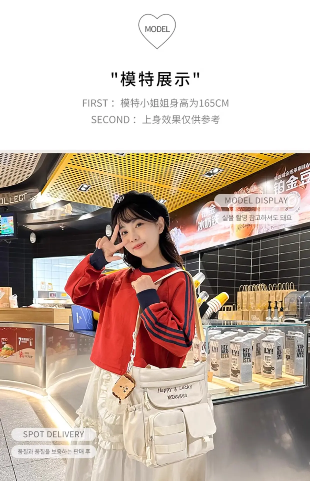 Women's White Oxford Cloth Tote Bag Large Capacity Autumn Winter Crossbody — feature 22