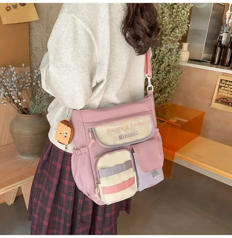Women's White Oxford Cloth Tote Bag Large Capacity Autumn Winter Crossbody — feature 28