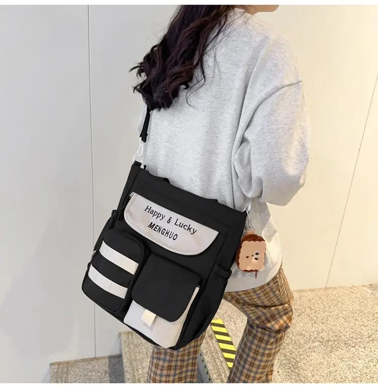 Women's White Oxford Cloth Tote Bag Large Capacity Autumn Winter Crossbody — feature 32
