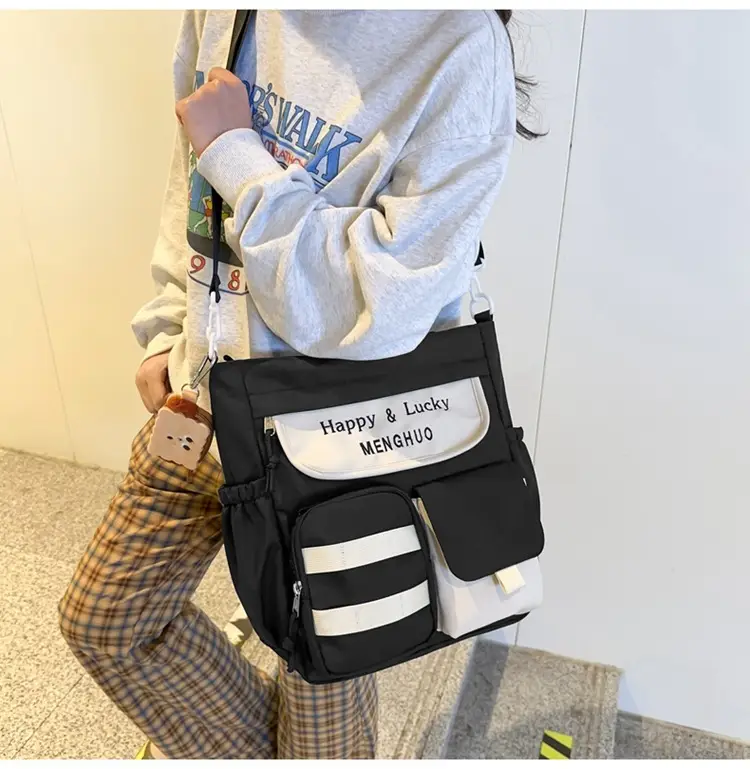 Women's White Oxford Cloth Tote Bag Large Capacity Autumn Winter Crossbody — feature 33