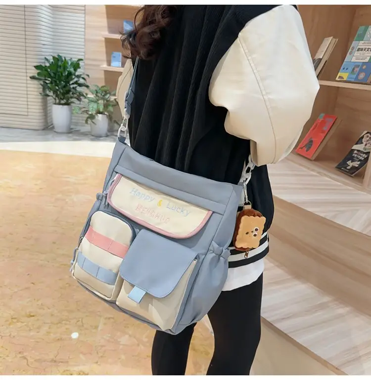 Women's White Oxford Cloth Tote Bag Large Capacity Autumn Winter Crossbody — feature 35