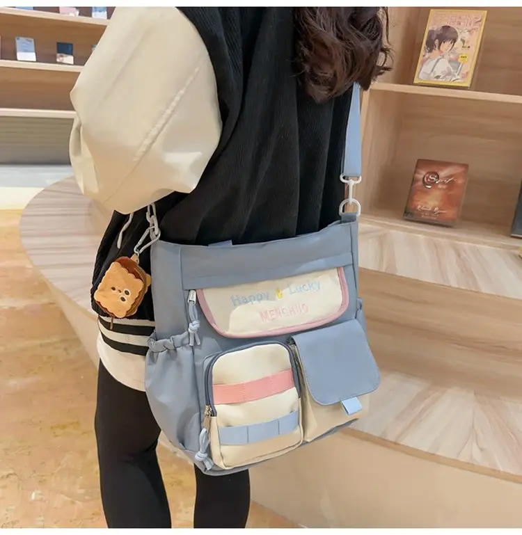 Women's White Oxford Cloth Tote Bag Large Capacity Autumn Winter Crossbody — feature 37