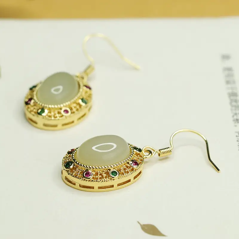 Jade Clear Water Earrings for Women Gold Plated - Image 2