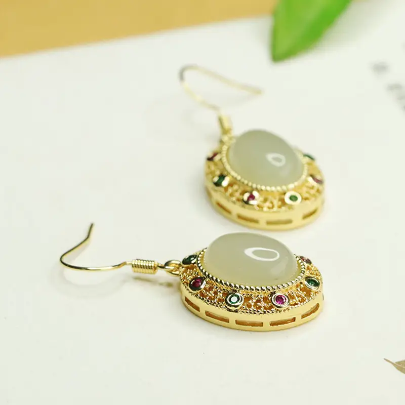 Jade Clear Water Earrings for Women Gold Plated - Image 3