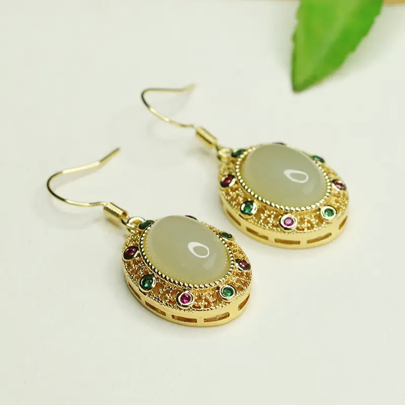 Jade Clear Water Earrings for Women Gold Plated - Image 4