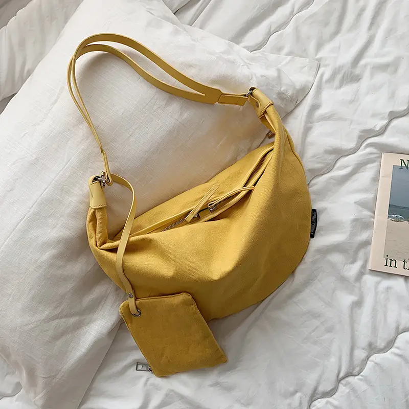 Women's Canvas Sports Bag Black Yellow Green Crossbody - Image 3