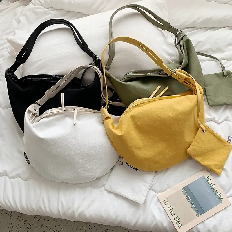 Women's Canvas Sports Bag Black Yellow Green Crossbody - Image 4