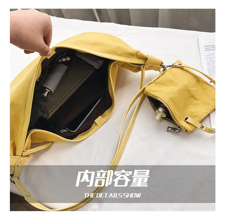 Women's Canvas Sports Bag Black Yellow Green Crossbody — feature 15
