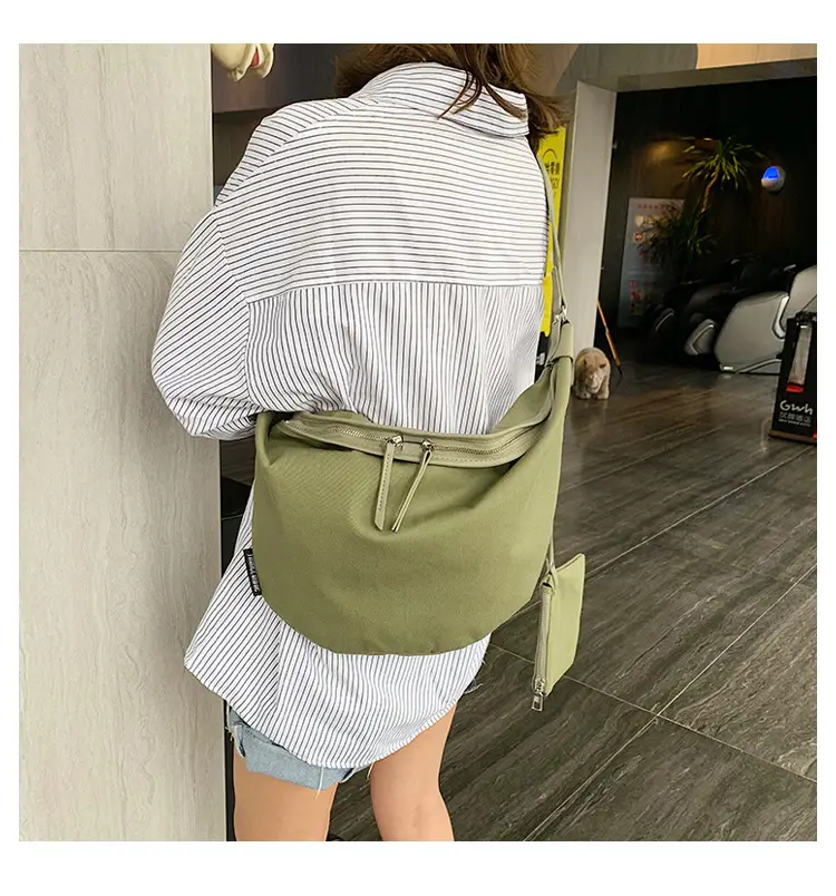 Women's Canvas Sports Bag Black Yellow Green Crossbody — feature 24