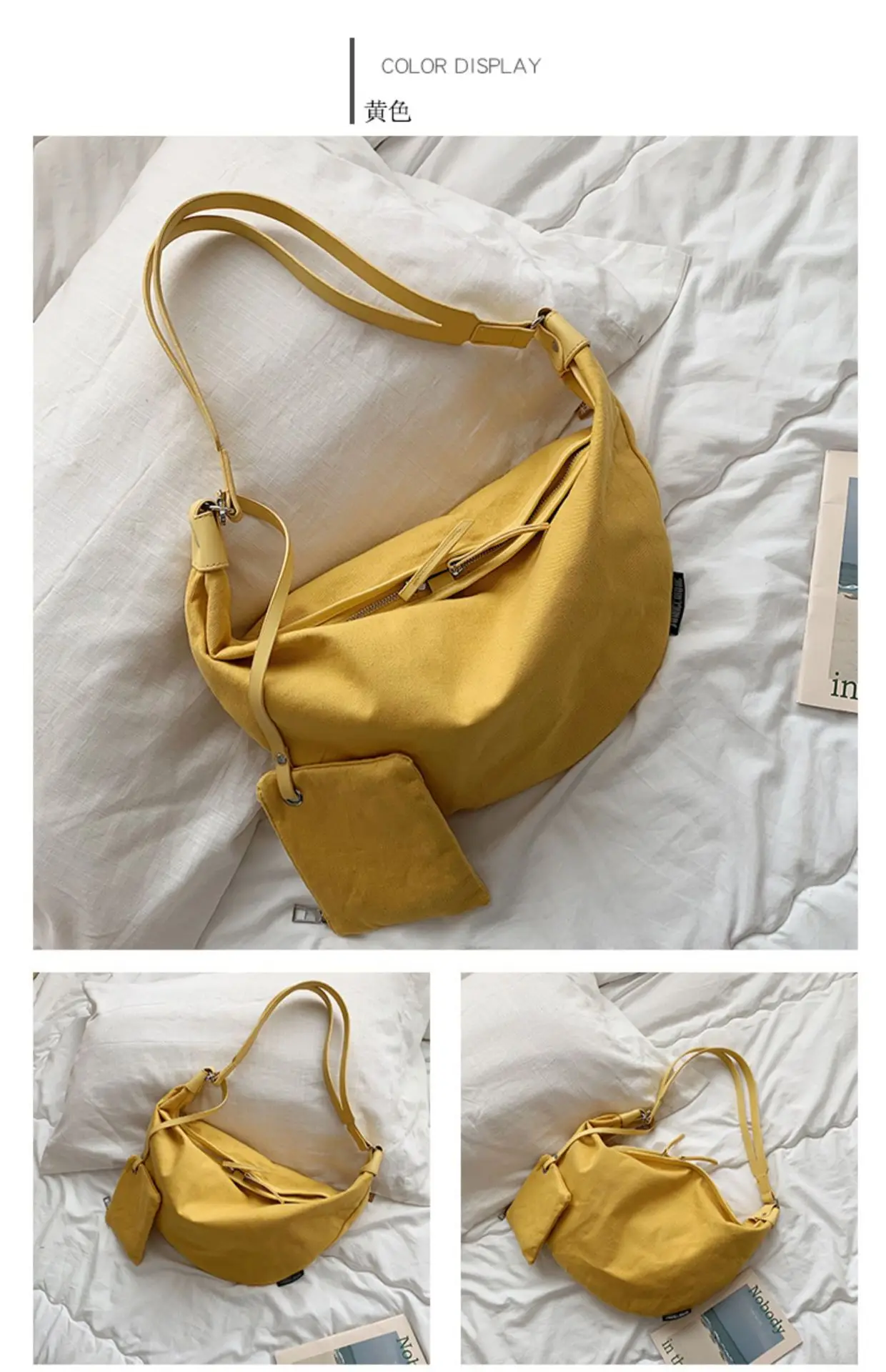 Women's Canvas Sports Bag Black Yellow Green Crossbody — feature 32