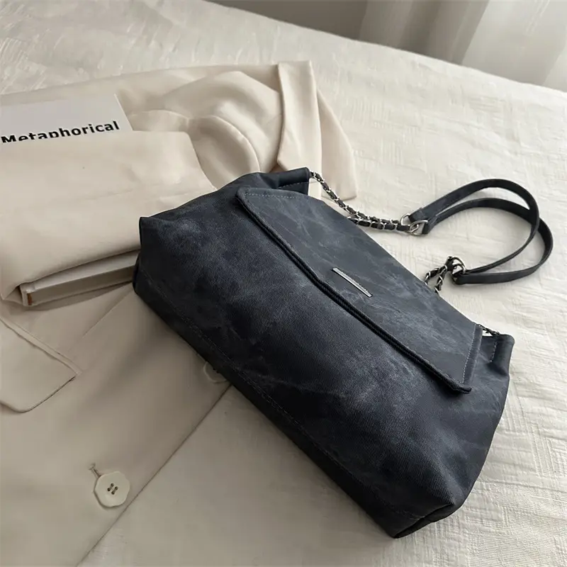 Women's Black Chain Shoulder Bag with Crossbody Strap - Image 7