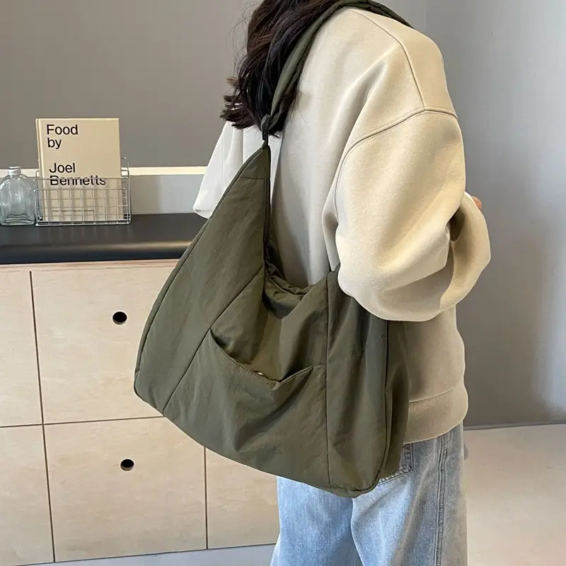Women Crossbody Bag Olive Green Large Capacity Tote - Image 5
