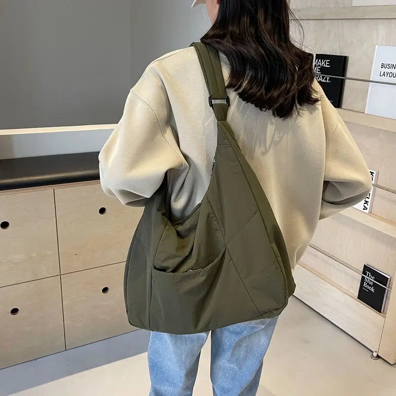 Women Crossbody Bag Olive Green Large Capacity Tote - Image 7