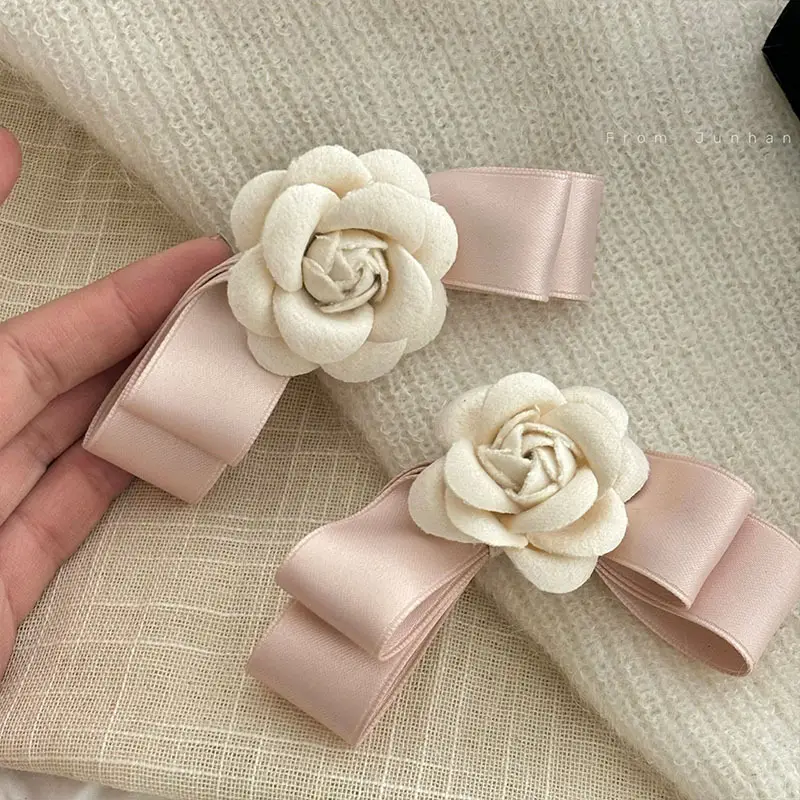 French Style Camellia Flower Hairpin Pink - Image 3