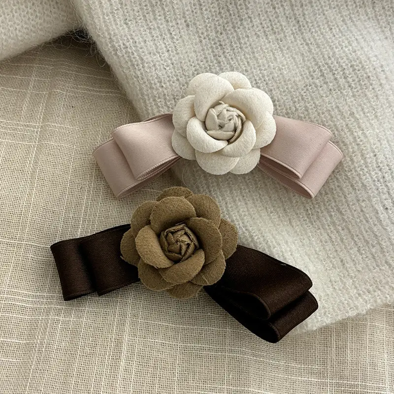 French Style Camellia Flower Hairpin Pink - Image 4