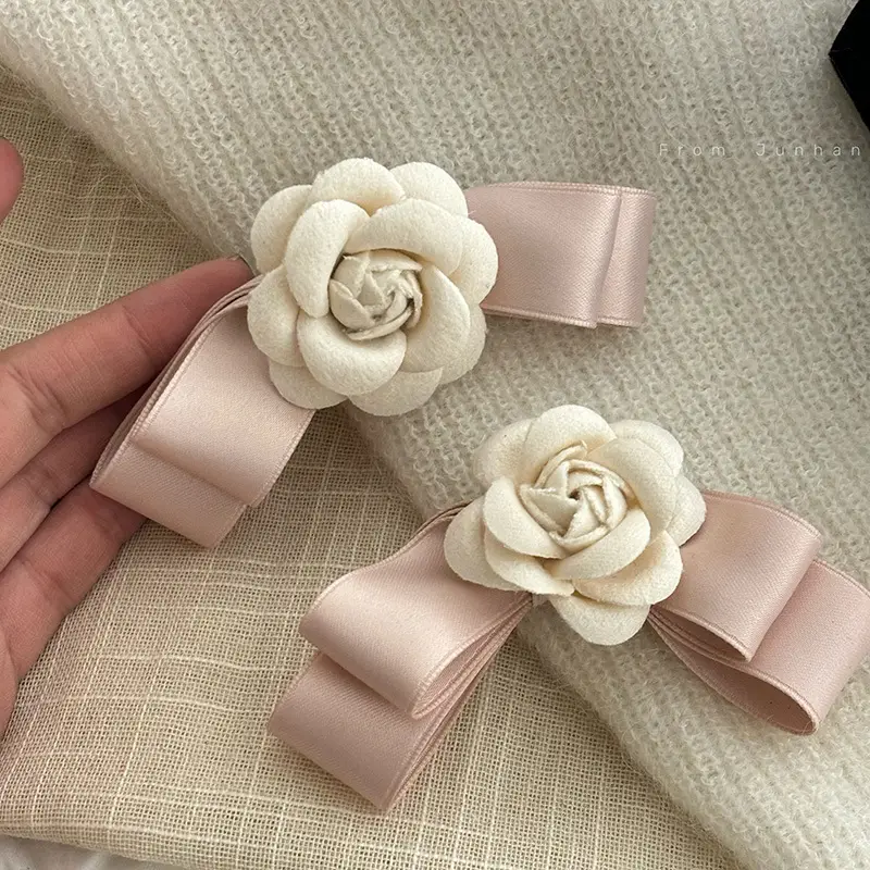 French Style Camellia Flower Hairpin Pink — feature 2