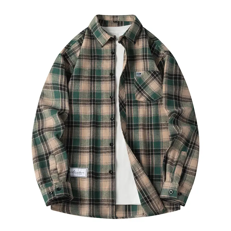 Men's Plaid Long Sleeve Jacket Spring Casual Top - Image 6