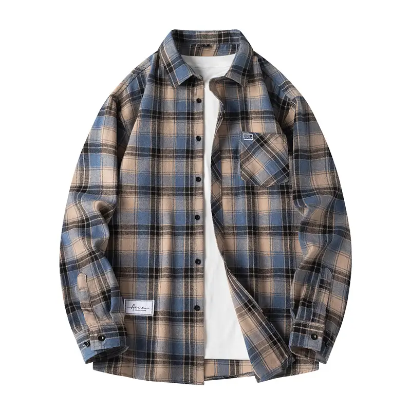Men's Plaid Long Sleeve Jacket Spring Casual Top - Image 8