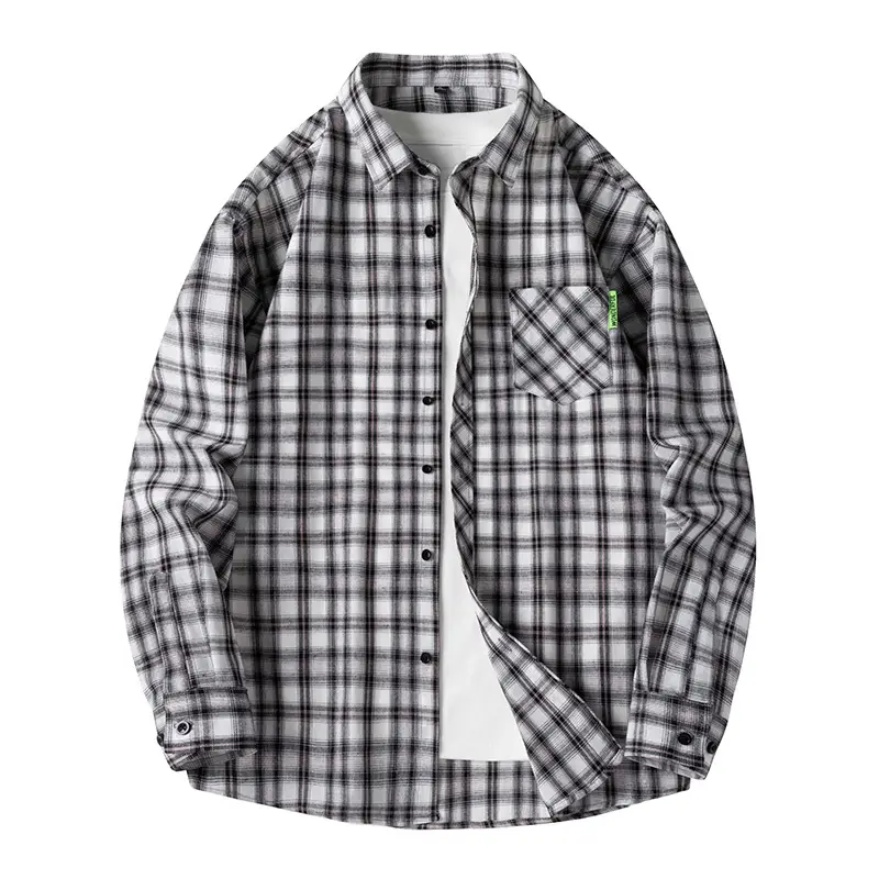 Men's Plaid Long Sleeve Jacket Spring Casual Top - Image 9