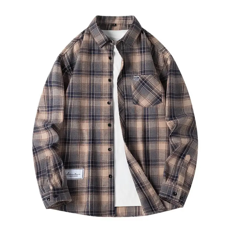Men's Plaid Long Sleeve Jacket Spring Casual Top - Image 10