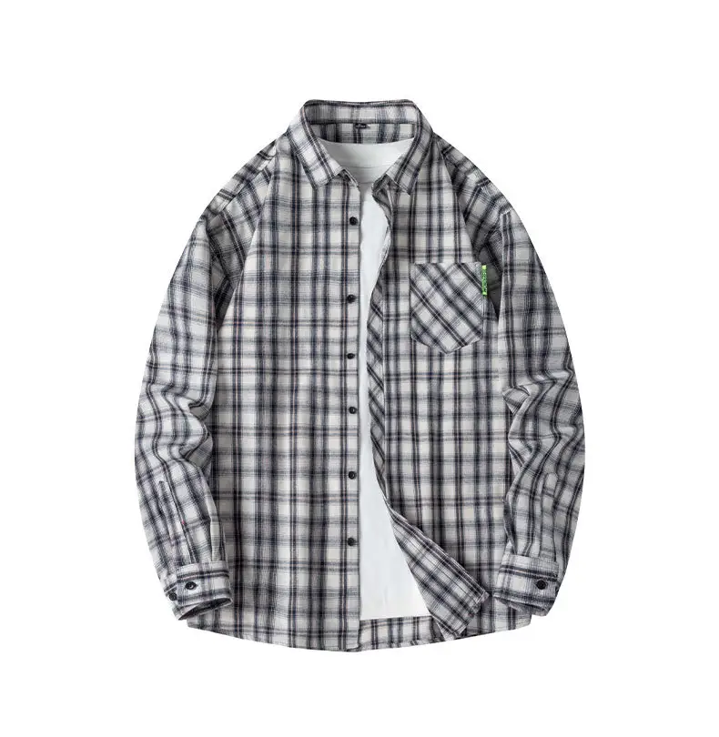 Men's Plaid Long Sleeve Jacket Spring Casual Top — feature 17