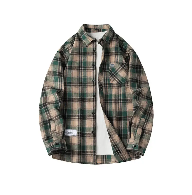 Men's Plaid Long Sleeve Jacket Spring Casual Top — feature 8
