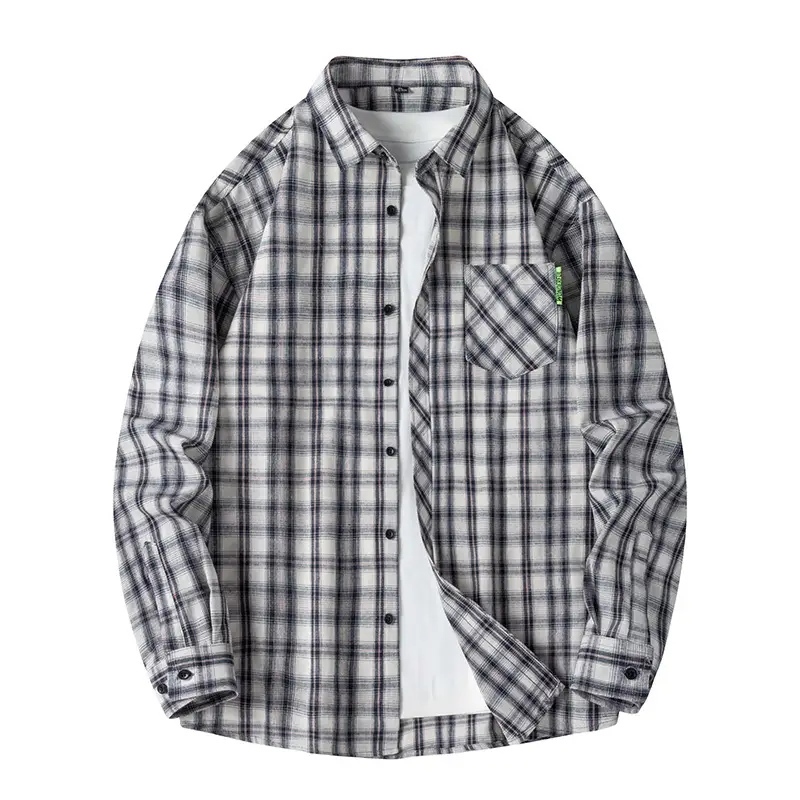 Men's Plaid Long Sleeve Jacket Spring Casual Top - Image 4