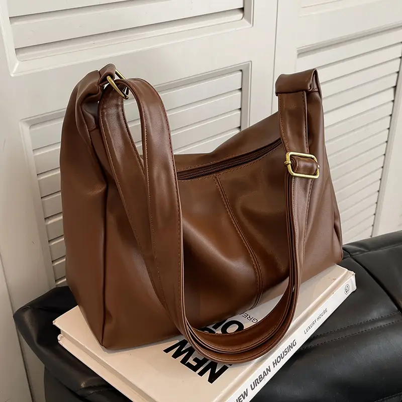 Brown Leather Shoulder Messenger Bag for Women - Image 2